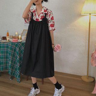 Flower Detail Midi Jumper Dress
