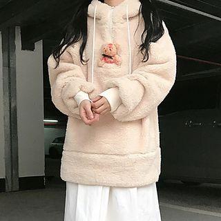 Faux Shearling Hoodie / Midi A-line Skirt