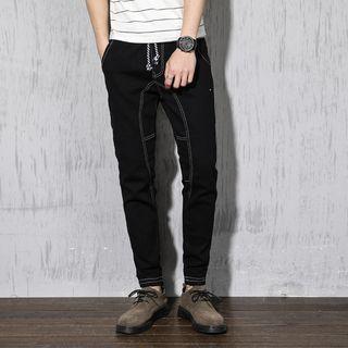 Drawstring Cropped Slim-fit Jeans