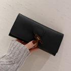 Faux Leather Horn Button Long Wallet