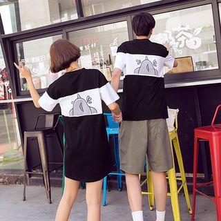 Couple Matching Short-sleeve Printed T-shirt / Mini Dress