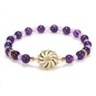 Rhinestone Gemstone Bead Bracelet Y1109 - Purple - One Size