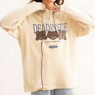 Long-sleeve Bear Print Polo Shirt