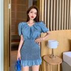 Short-sleeve Slim-fit Dress As Figure - One Size