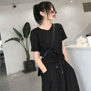 Knotted-hem Crop T-shirt