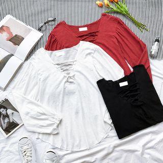 Long-sleeve Tie-up Top
