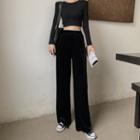 Velvet Straight Leg Pants Black - One Size