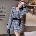 Double Breasted Houndstooth Trench Jacket