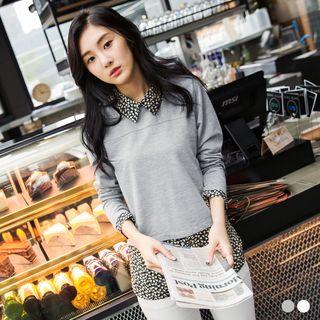 Mock Two-piece Leaf Print Top
