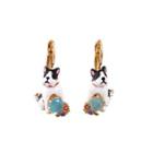 Fashion Cute Plated Gold Enamel Puppy Blue Cubic Zirconia Earrings Golden - One Size