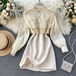 Long-sleeve Mock Two Piece Mini Dress