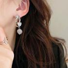 Asymmetrical Rhinestone Drop Earring 1 Pair - Silver & Off-white - One Size
