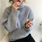 Mock-turtleneck Loose-fit Knitted Pullover
