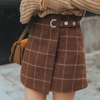 Check Asymmetrical A-line Skirt