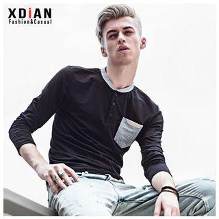 Long Sleeve Contrast Pocket T-shirt