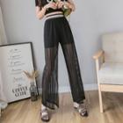 Striped Mesh Wide Leg Pants