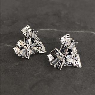Fragmented Heart Alloy Earring 1 Pair - Silver - One Size