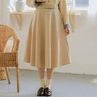 Belt-tie A-line Midi Skirt Almond - One Size