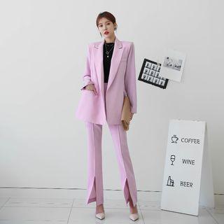 Pastel Office Look Slashed Pants