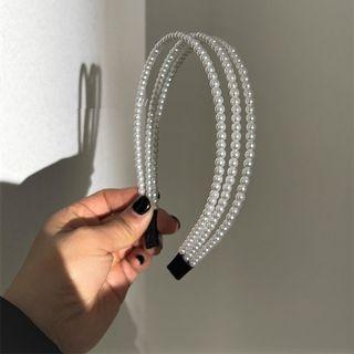 Layered Faux Pearl Headband 1 Pc - Off-white - One Size