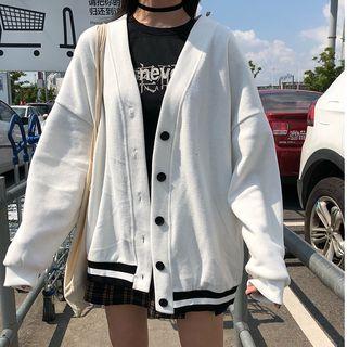 Striped Hem Baseball Jacket