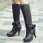 Faux Leather Stiletto Tall Boots
