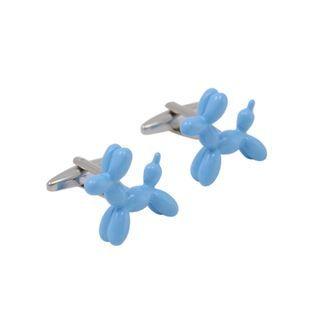 Simple Cute Blue Puppy Cufflinks Silver - One Size
