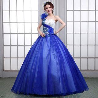 Sequined One Shoulder Ball Gown