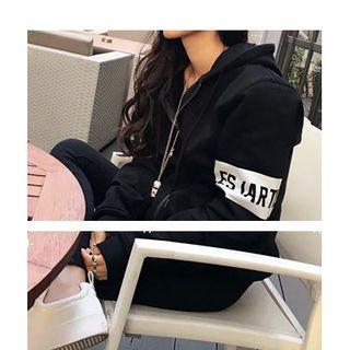 Letter Fleece-lined Hoodie