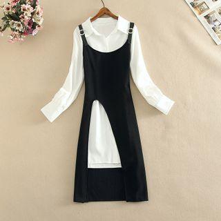 Set: Plain Shirt Dress + Sleeveless A-line Dress