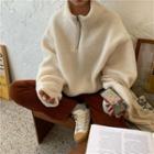 Long-sleeve Zipped Shearling Top