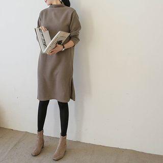 Mock-neck Brushed-fleece Lined Dress