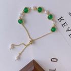 Freshwater Pearl Gemstone Bead Bracelet Bracelet - Green - One Size