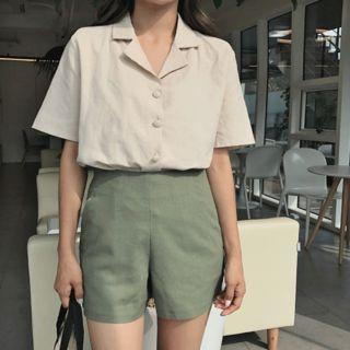 Dip-back Cotton Blouse