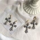 Faux Pearl Cross Dangle Earring 1 Pair - Clip On Earring - One Size