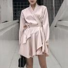 Long-sleeve A-line Minidress With Sash