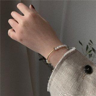 Freshwater Pearl Alloy Bracelet White - One Size