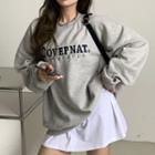 Long Sleeve Plain T-shirt / Letter Embroidered Sweatshirt