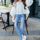 Set: 3/4-sleeve Blouse + Camisole + Boot Cut Jeans