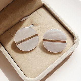 Resin Disc Earring 1 Pair - White - One Size