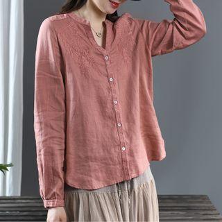 Embroidered Buttoned Blouse