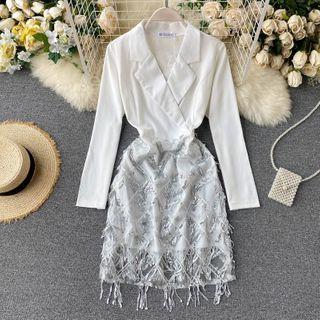 Long-sleeve Sequined Coat Dress