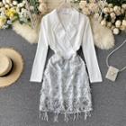 Long-sleeve Sequined Coat Dress