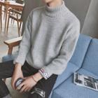Mock Neck Embroidered Sweater