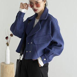 Notch Lapel Snap-button Cropped Jacket