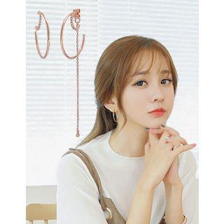Rhinestone Hoop Chain Drop Earrings