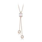 925 Sterling Silver Plated Rose Gold Geometric Cylindrical Tassel Necklace Rose Gold - One Size