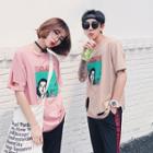 Couple Matching Short-sleeve Distressed Printed T-shirt