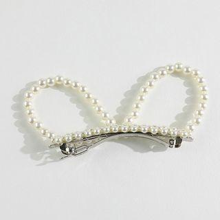 Faux Pearl Bow Hair Clip Faux Pearl - White - One Size