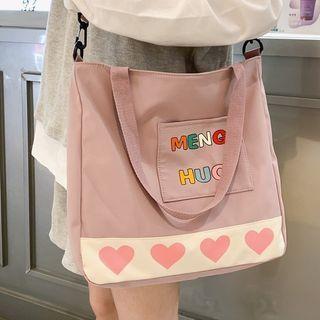 Two-tone Lettering Print Crossbody Tote Bag